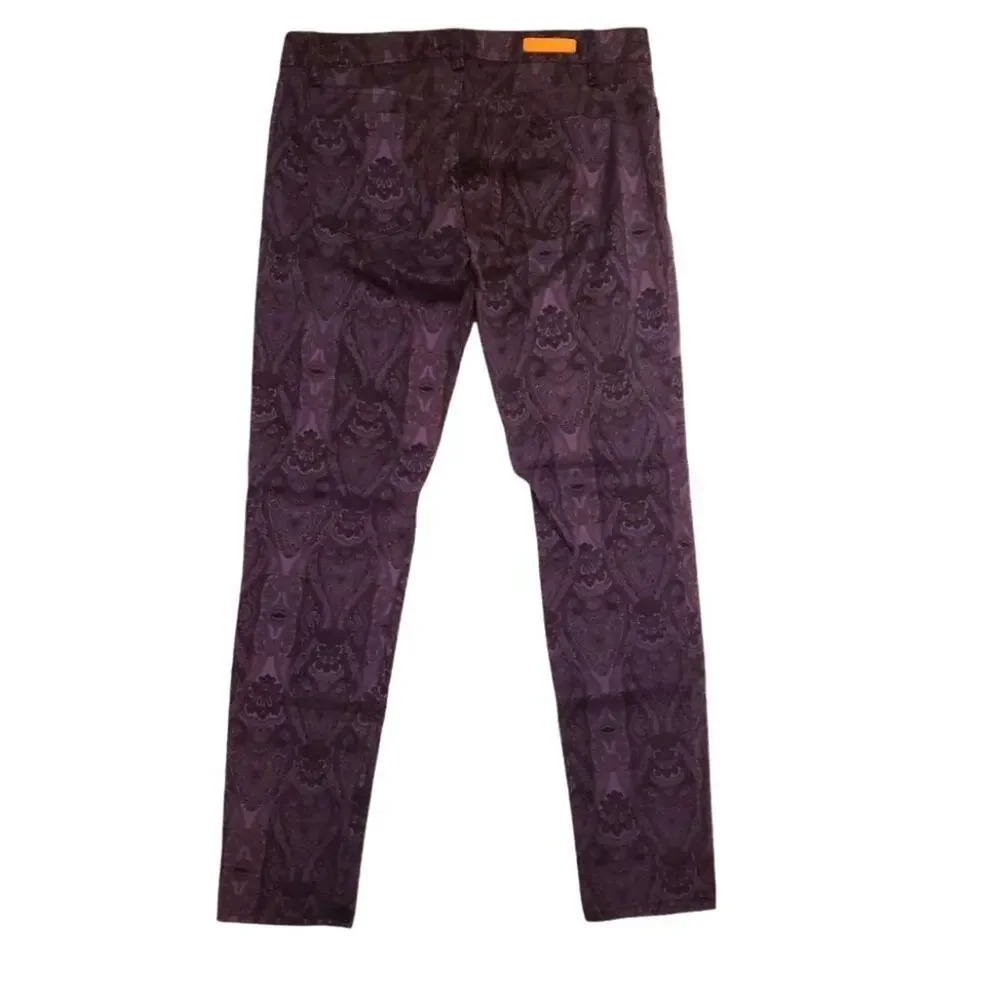 Sanctuary‎ Denim The Charmer Purple Plum Lace Pattern Skinny Pants Size 28
